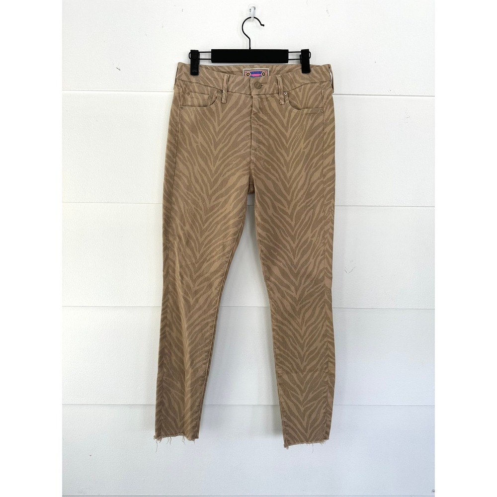Mother the Looker Ankle Fray 28 sweet stripes mid rise jean super skinny zebra